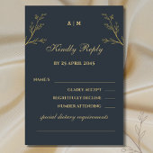 Carte RSVP de mariage botanique de monogramme de c