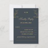 Carte RSVP de mariage botanique de monogramme de c (Devant)