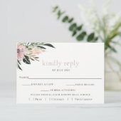 Carte RSVP de mariage botanique Dusty Mauve (Debout devant)