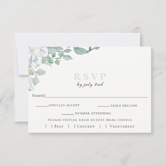 Carte RSVP de mariage botanique Dusty Sage (Devant)