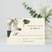 Carte RSVP de mariage botanique Magnolia Sud (Debout devant)
