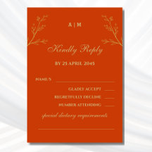 Carte RSVP de mariage botanique Monogramme en terr