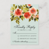Carte RSVP de mariage botanique Red Roses Watercol (Devant)