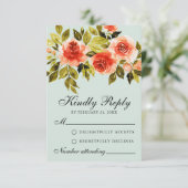 Carte RSVP de mariage botanique Red Roses Watercol (Debout devant)
