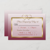Carte RSVP de mariage Bourgogne et Gold Gradient (Devant / Derrière)