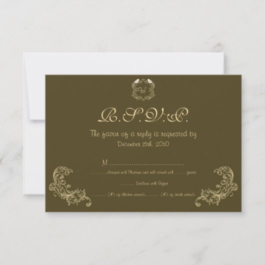Carte RSVP de mariage Brown/crème pour Inséparable (Devant)