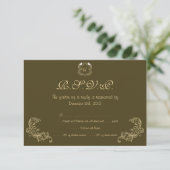 Carte RSVP de mariage Brown/crème pour Inséparable (Debout devant)