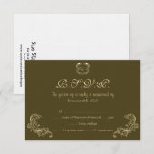 Carte RSVP de mariage Brown/crème pour Inséparable (Devant / Derrière)