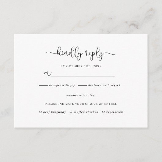 Carte RSVP de mariage Brown Kraft simple et rustiq (Devant)