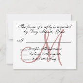 Carte RSVP de mariage Brown rose Damas Monogramme (Dos)