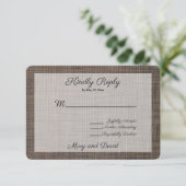 Carte RSVP de mariage Brown rustique (Debout devant)