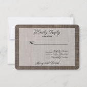 Carte RSVP de mariage Brown rustique (Devant)