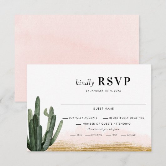 Carte RSVP de mariage Cactus du désert (Devant / Derrière)