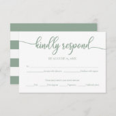 Carte RSVP de mariage Calligraphie d'angle vert (Devant / Derrière)