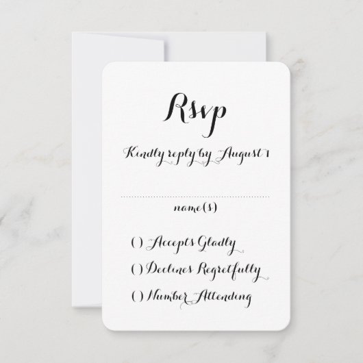 Carte RSVP de mariage Calligraphie Lettrée à la ma (Devant)