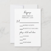 Carte RSVP de mariage calligraphie minimaliste (Devant)