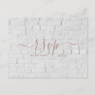 Carte Rsvp de mariage   Carte postale Script en br
