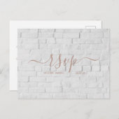 Carte Rsvp de mariage | Carte postale Script en br (Devant / Derrière)