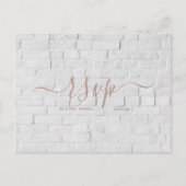 Carte Rsvp de mariage | Carte postale Script en br (Devant)