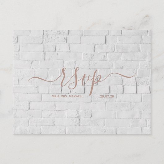 Carte Rsvp de mariage | Carte postale Script en br (Devant)
