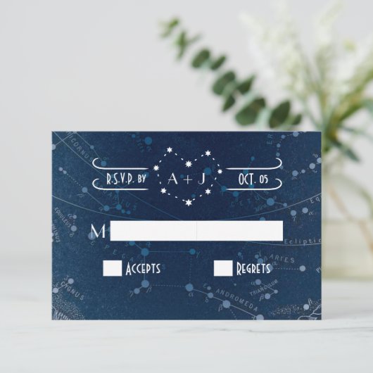 Carte RSVP de mariage céleste (Debout devant)