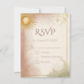 Carte RSVP de mariage céleste QR Code Pink Sage Or (Devant)