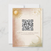 Carte RSVP de mariage céleste QR Code Pink Sage Or (Dos)