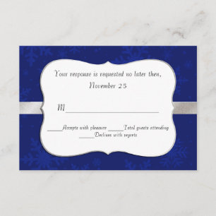 Carte RSVP de mariage Chic Blue Snowflakes
