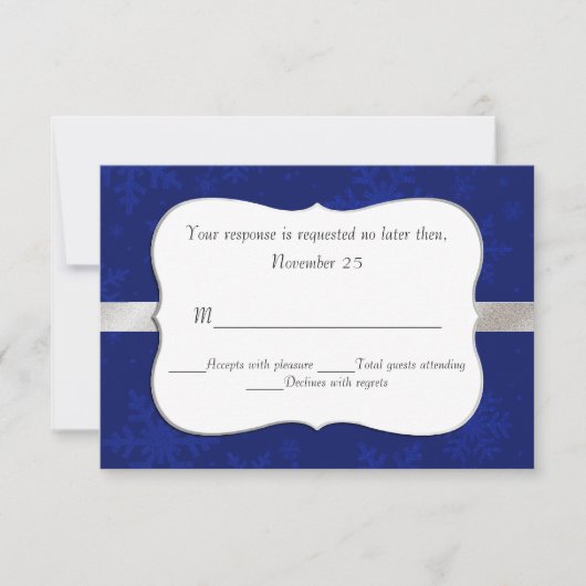 Carte RSVP de mariage Chic Blue Snowflakes (Devant)