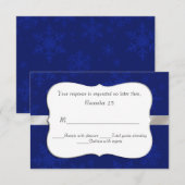 Carte RSVP de mariage Chic Blue Snowflakes (Devant / Derrière)