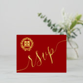 Carte rsvp de mariage chinois couronne florale (Debout devant)
