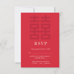 Carte RSVP de mariage chinois double chance