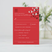 Carte RSVP de mariage chinois Sakura Double Bonheu (Debout devant)