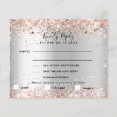 Carte RSVP de mariage choy rose or en argent (Devant)