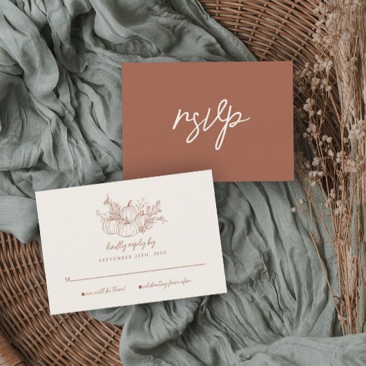 Carte RSVP de mariage citrouille