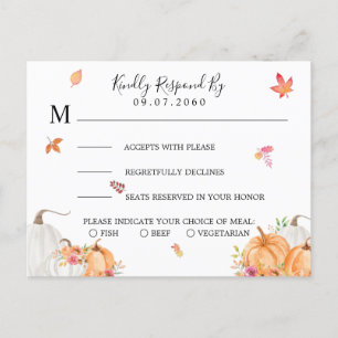 Carte RSVP de mariage Citrouille doux