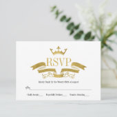 Carte RSVP de mariage classique Gold Crest (Debout devant)