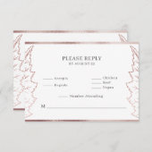Carte RSVP de mariage classique Rose d'or Feuilles (Devant / Derrière)