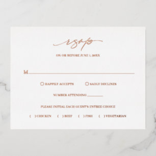 Carte RSVP de mariage classique simple et minimale