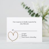 Carte RSVP de mariage coeur doré (Debout devant)