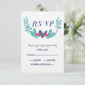 Carte RSVP de mariage Coeurs et vignes (Debout devant)