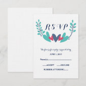 Carte RSVP de mariage Coeurs et vignes (Devant / Derrière)