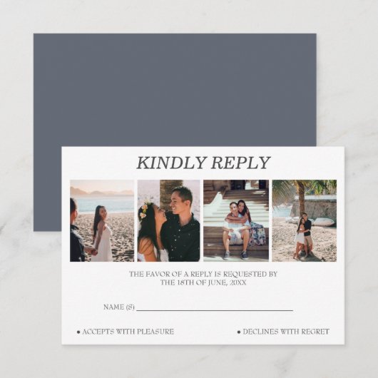 Carte RSVP de mariage Collage de photos personnali (Devant / Derrière)