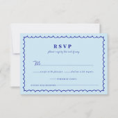 Carte RSVP de Mariage Coquille Bleue Moderne Médit (Devant)