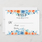 Carte RSVP de mariage couleur bleu orangé printemp (Devant)