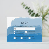 Carte RSVP de mariage couleur d'aquarelle bleu de (Debout devant)