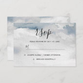 Carte RSVP de mariage couleur d'aquarelle bleu Dus (Devant / Derrière)