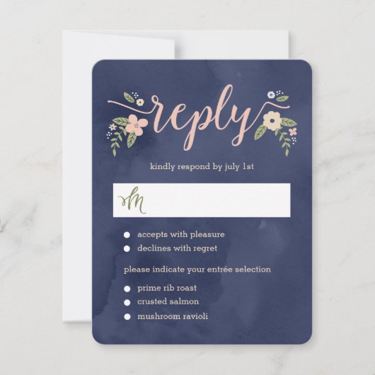 Carte RSVP de mariage couleur modifiable de beauté (Devant)