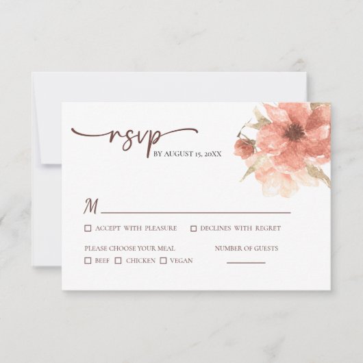 Carte RSVP de mariage couleur Rose d'aquarelle Dus (Devant)