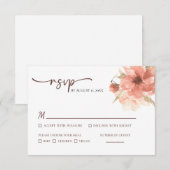 Carte RSVP de mariage couleur Rose d'aquarelle Dus (Devant / Derrière)
